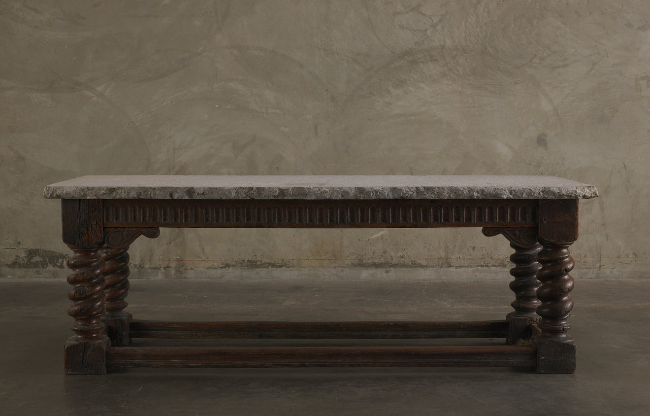 CONTINENTAL CONSOLE TABLE WITH CONTEMPORARY STONE TOP